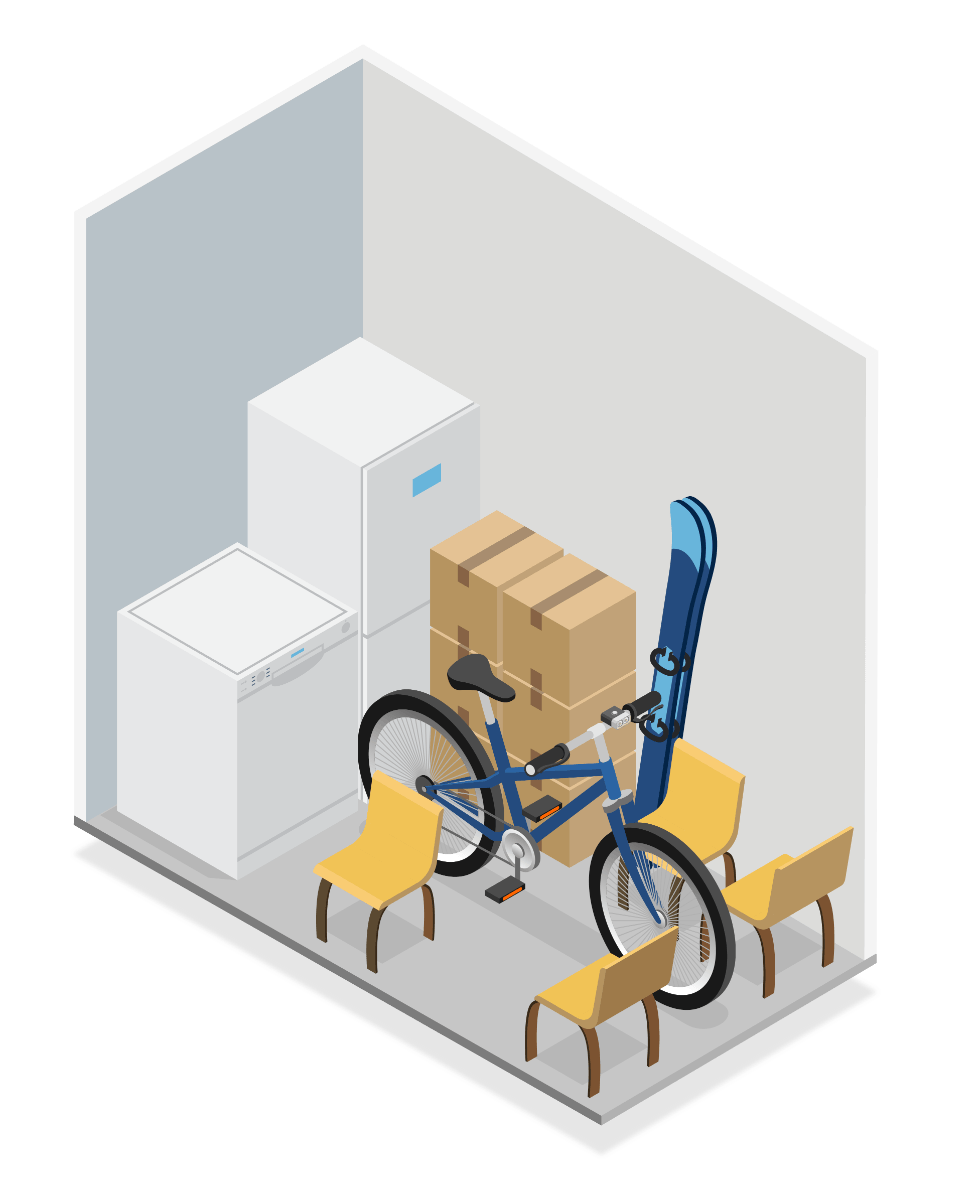 Box de stockage 3,5 m2 - Visualisation de l'espace de stockage et dimensions