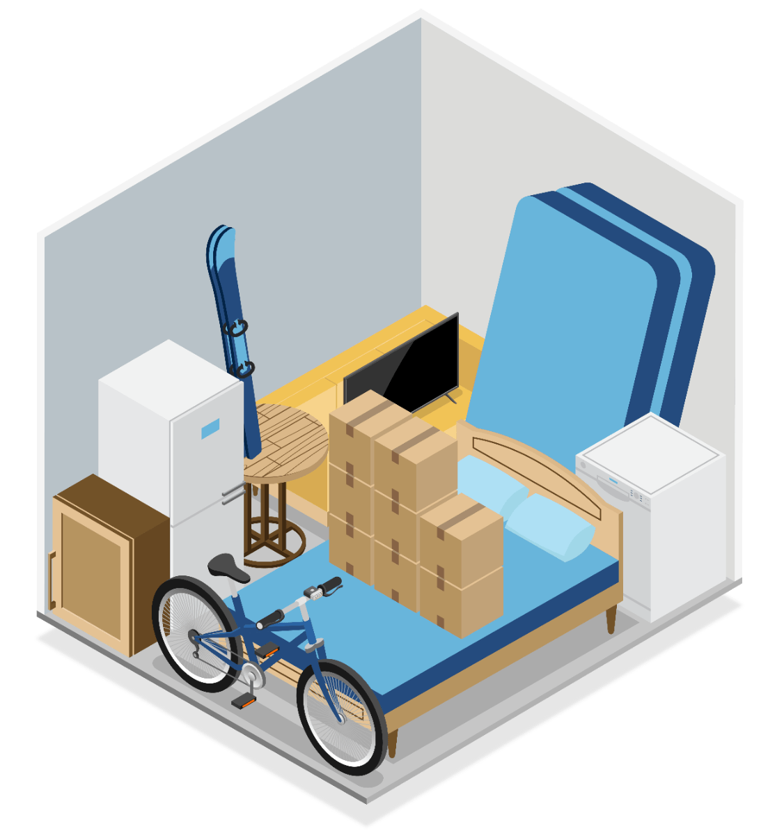 Box de stockage 5 m2 - Visualisation de l'espace de stockage et dimensions