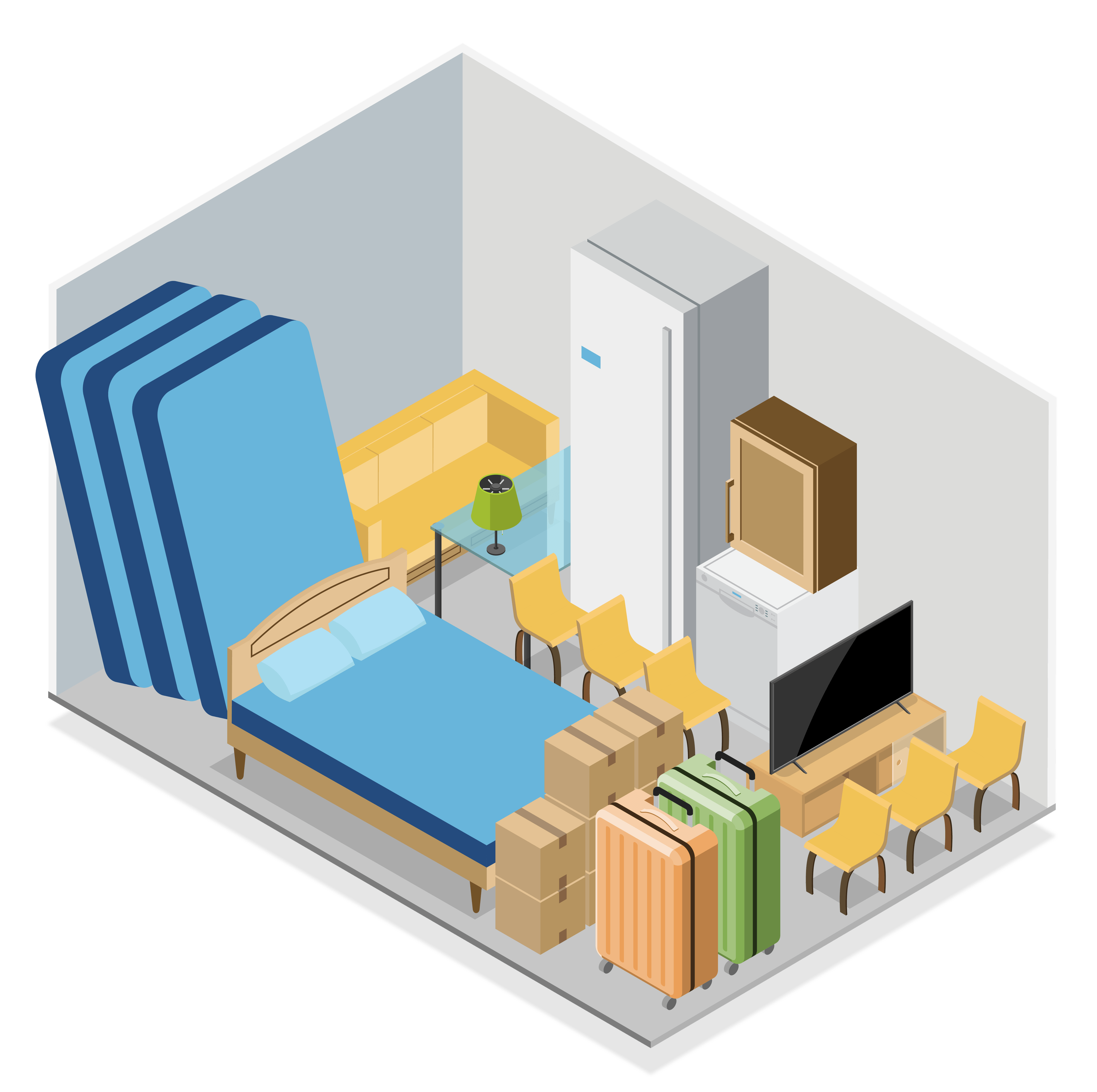 Box de stockage 10 m2 - Visualisation de l'espace de stockage et dimensions