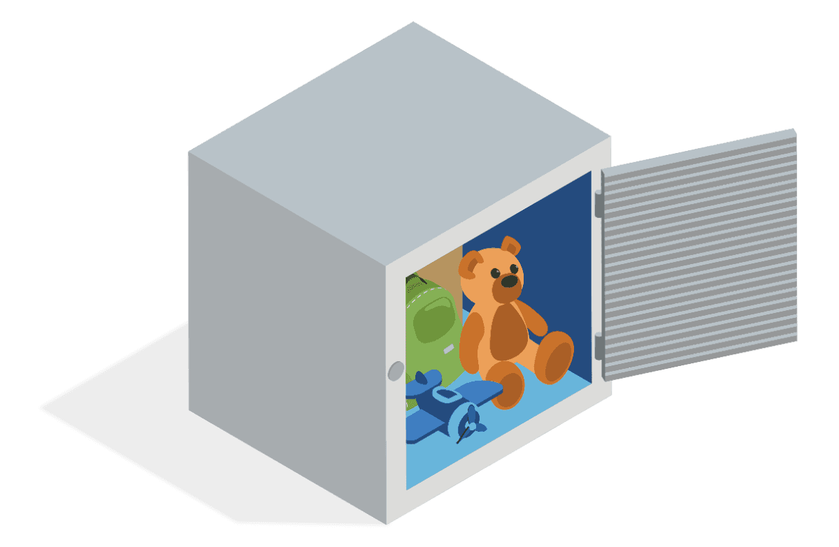 Box de stockage Consigne - Visualisation de l'espace de stockage et dimensions