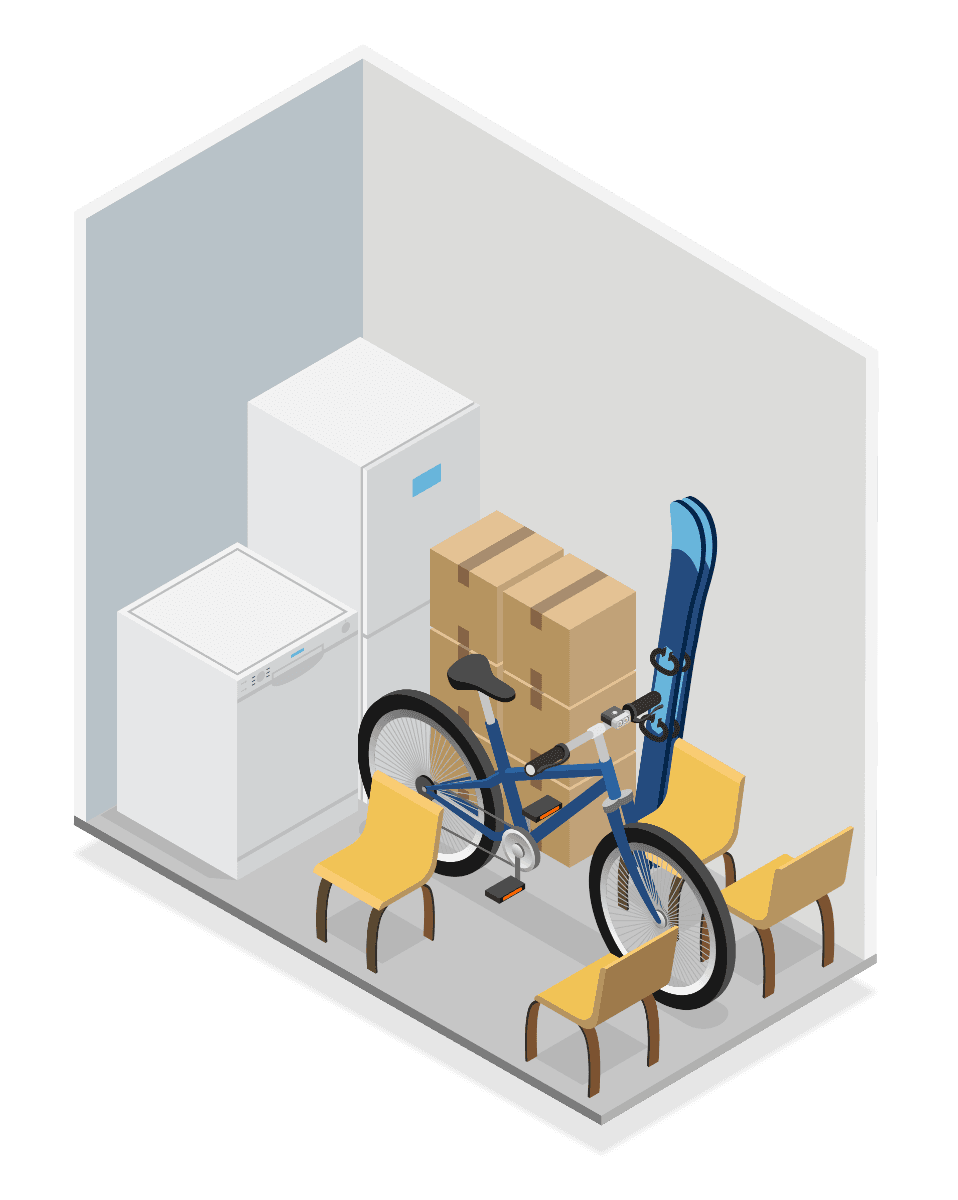 Box de stockage 3 m2 - Visualisation de l'espace de stockage et dimensions