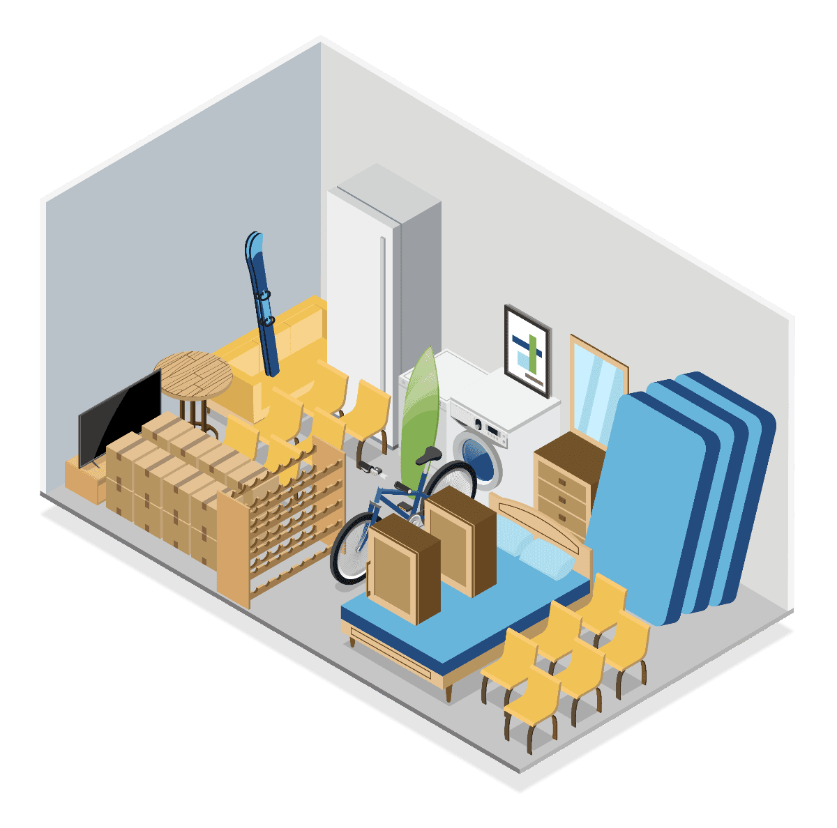 Box de stockage 12,5 m2 - Visualisation de l'espace de stockage et dimensions
