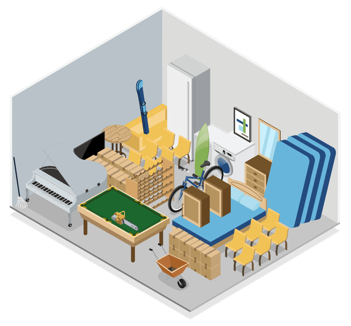 Box de stockage 18,5 m2 - Visualisation de l'espace de stockage et dimensions